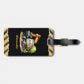 Gepersonaliseerde naam constructie voertuigen baby bagagelabel (Achterkant horizontaal)