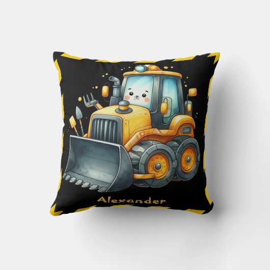 Gepersonaliseerde naam constructie voertuigen baby kussen (Achterkant)