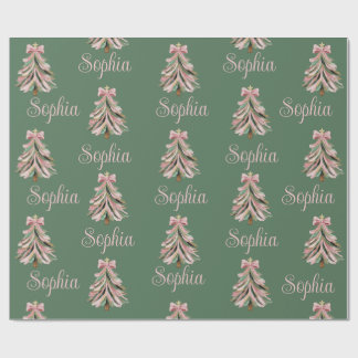 Gepersonaliseerde naam Croquette Boog Kerstboom Cadeaupapier
