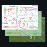 Gepersonaliseerde naam Custom Holiday Christmas Gr Inpakpapier Vel<br><div class="desc">Dit ontwerp is gemaakt door middel van digitale kunst. Het kan gepersonaliseerd zijn in de ruimte die beschikbaar is. Neem contact met me op colorflowcreations@gmail.com als je dit ontwerp op een ander product wilt gebruiken. Koop mijn oorspronkelijke abstracte acrylschilderij te koop op www.etsy.com/shop/colorflowart. Zie meer van mijn creaties of volg...</div>