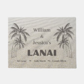 Gepersonaliseerde naam Custom Lanai tropische palm Deurmat (Voorkant)