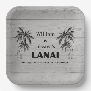 Gepersonaliseerde naam Custom Lanai tropische palm Papieren Bordje