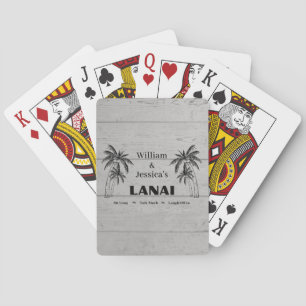 Gepersonaliseerde naam Custom Lanai tropische palm Pokerkaarten