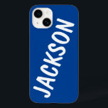 Gepersonaliseerde naam Custom Name Blue Verjaardag Case-Mate iPhone 14 Hoesje<br><div class="desc">Gepersonaliseerde iPhone Case Custom Gift,  Gepersonaliseerde naam iPad Christmas Gift,  Aangepaste naam Birthday cadeau Boy,  Aangepaste telefoonhoes met naam,  Groomsman Gift cadeau voor Zoon,  Kerstcadeau voor Man Blue,  hoesje-Mate Barely There iPhone Case,  Aangepaste telefoonhoesje Vriend,  Groomsmen Gift Best Man cadeau,  Gepersonaliseerde iPhone Case Birthday Idee</div>