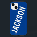 Gepersonaliseerde naam Custom Name Blue Verjaardag Case-Mate iPhone 14 Hoesje<br><div class="desc">Gepersonaliseerde iPhone Case Custom Gift,  Gepersonaliseerde naam iPad Christmas Gift,  Aangepaste naam Birthday cadeau Boy,  Aangepaste telefoonhoes met naam,  Groomsman Gift cadeau voor Zoon,  Kerstcadeau voor Man Blue,  hoesje-Mate Barely There iPhone Case,  Aangepaste telefoonhoesje Vriend,  Groomsmen Gift Best Man cadeau,  Gepersonaliseerde iPhone Case Birthday Idee</div>