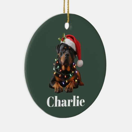 Gepersonaliseerde naam Custom Rottweiler Dog Chris Keramisch Ornament (Rechts)