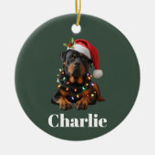 Gepersonaliseerde naam Custom Rottweiler Dog Chris Keramisch Ornament (Voorkant)