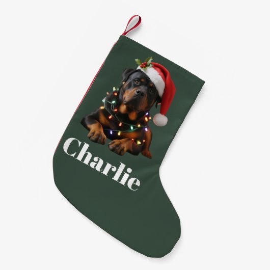 Gepersonaliseerde naam Custom Rottweiler Dog Chris Kleine Kerstsok (Voorkant (Hangend))