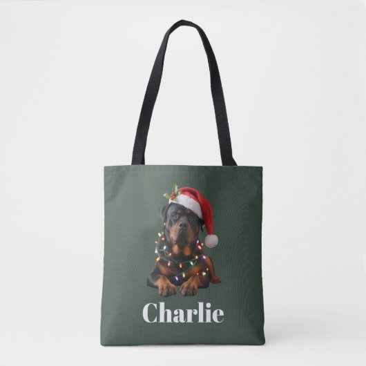 Gepersonaliseerde naam Custom Rottweiler Dog Chris Tote Bag (Voorkant)
