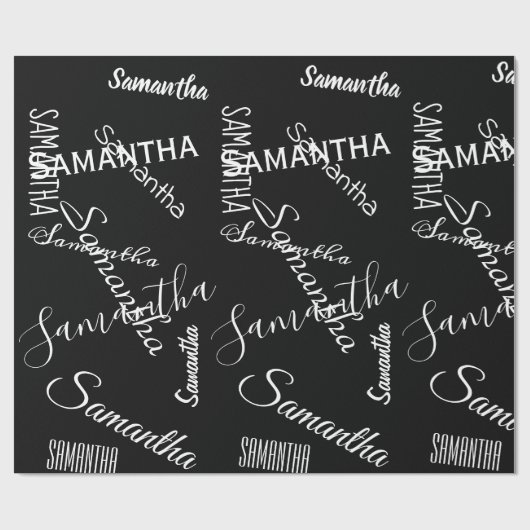 Gepersonaliseerde naam Custom Zwart Wit Cadeaupapier (Vlak)