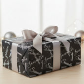 Gepersonaliseerde naam Custom Zwart Wit Cadeaupapier