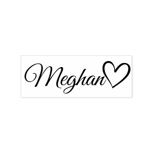 Gepersonaliseerde naam Cute Calligraphy Heart Text Rubberstempel (Afrduk)