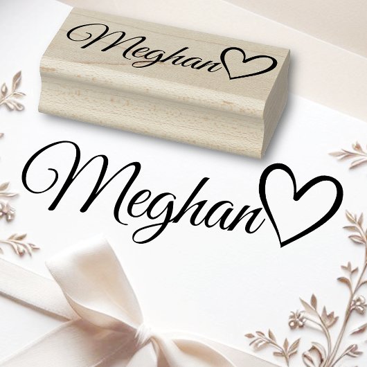 Gepersonaliseerde naam Cute Calligraphy Heart Text Rubberstempel