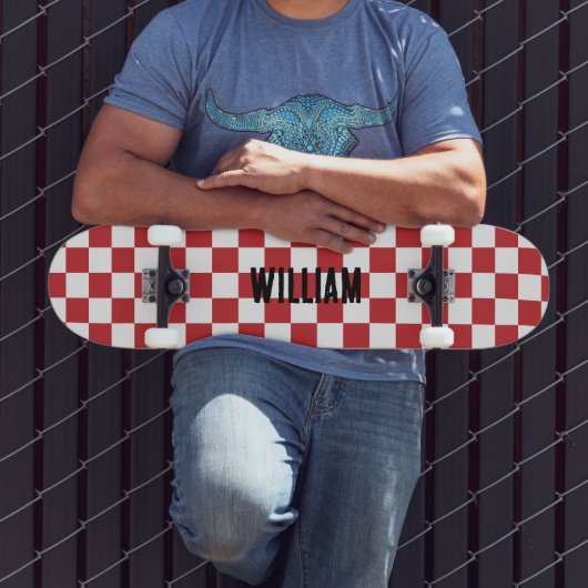 Gepersonaliseerde naam dambord patroon persoonlijk skateboard (Buiten 3)