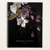 Gepersonaliseerde naam Dark en Moody Floral Planner (Voorkant)