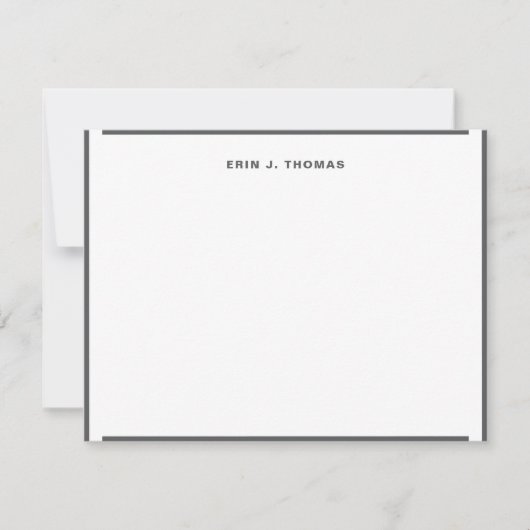 Gepersonaliseerde naam Dark Grey Border Stationery Notitiekaartje (Voorkant)