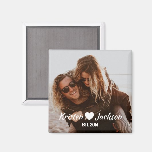 Gepersonaliseerde naam & datum Eenvoudige magneet (Voorkant / Achterkant)