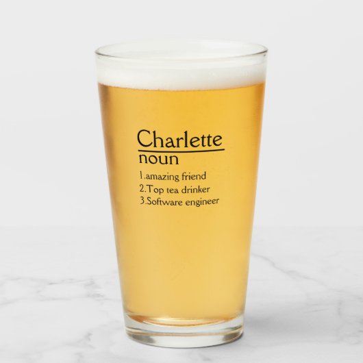 Gepersonaliseerde Naam Definitie glazen beker (Voorkant gevuld)