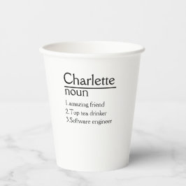 Gepersonaliseerde naam Definitie papieren beker