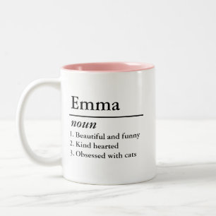 Gepersonaliseerde naam definitie zelfstandig naamw tweekleurige koffiemok