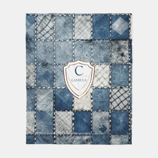 Gepersonaliseerde naam denim patches voor u fleece deken (Voorkant)
