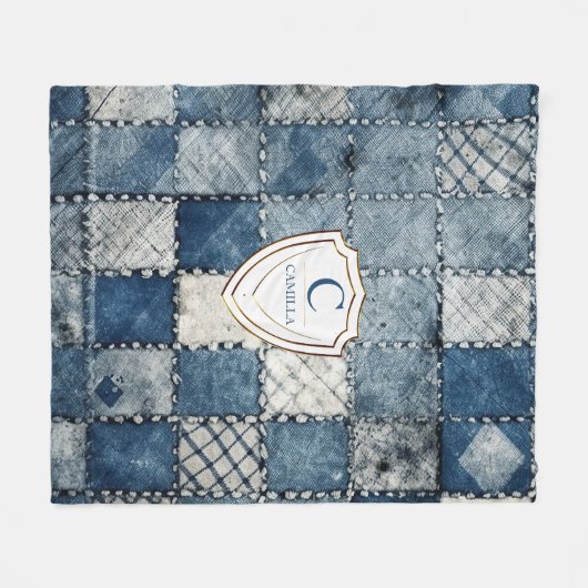 Gepersonaliseerde naam denim patches voor u fleece deken (Voorkant (Horizontaal))