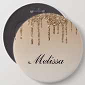 gepersonaliseerde naam die glitter uitdrijft ronde button 6,0 cm (Voorkant /achterkant)