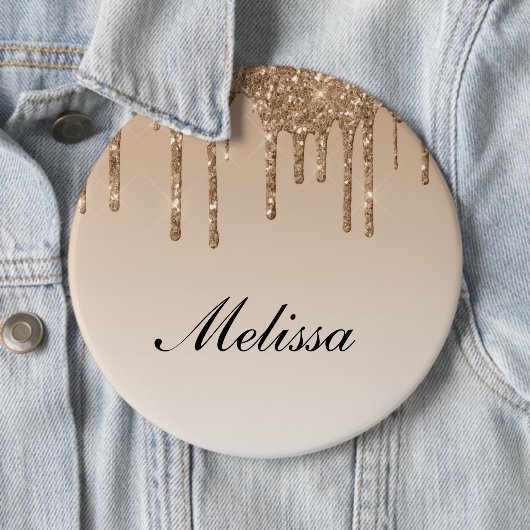 gepersonaliseerde naam die glitter uitdrijft ronde button 6,0 cm (In situ)
