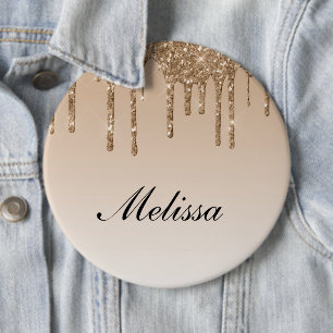 gepersonaliseerde naam die glitter uitdrijft ronde button 6,0 cm