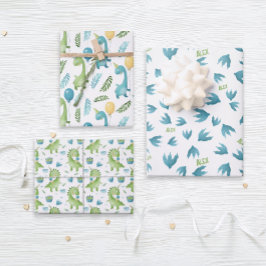 Gepersonaliseerde naam Dinosar Inpakpapier Vel