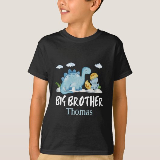 Gepersonaliseerde naam dinosaurus Big Brother T-shirt (Voorkant)