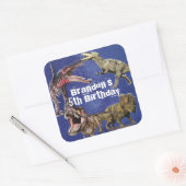 Gepersonaliseerde naam Dinosaurus Boys Verjaardags Vierkante Sticker (Envelop)