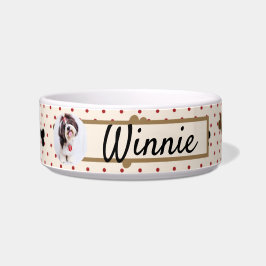 Gepersonaliseerde naam Dog Photo Pet Bowl Bruine B Voerbakje