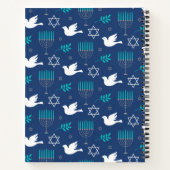 Gepersonaliseerde naam Dove Blue Menorah Hanukkah Notitieboek (Achterkant)