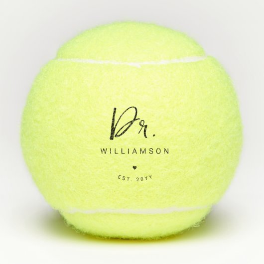 Gepersonaliseerde naam Dr Minimalist Doctor Afstud Tennisballen (Voorkant)