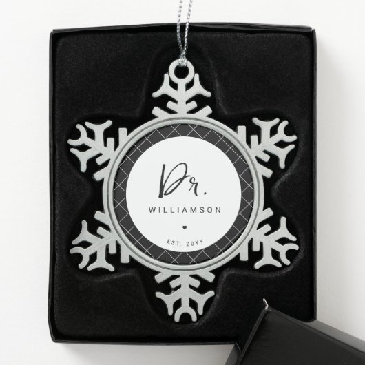 Gepersonaliseerde naam Dr Minimalist Doctor Afstud Tin Sneeuwvlok Ornament (Kistje)
