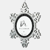 Gepersonaliseerde naam Dr Minimalist Doctor Afstud Tin Sneeuwvlok Ornament (Rechts)