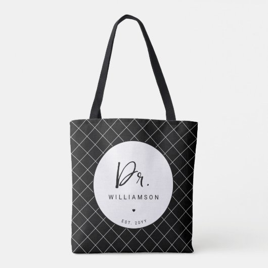 Gepersonaliseerde naam Dr Minimalist Doctor Afstud Tote Bag (Achterkant)
