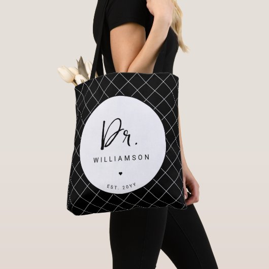 Gepersonaliseerde naam Dr Minimalist Doctor Afstud Tote Bag (Dichtbij)