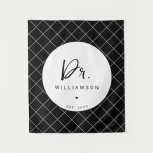 Gepersonaliseerde naam Dr Minimalist Doctor Afstud Wandkleed