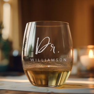 Gepersonaliseerde naam Dr Minimalist Doctor Afstud Wijnglas Zonder Voet