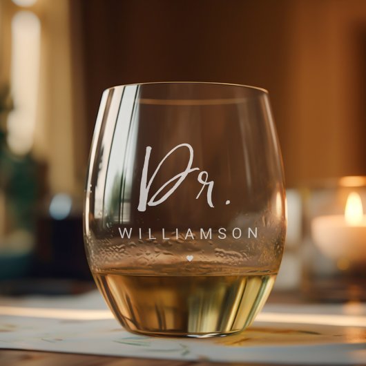 Gepersonaliseerde naam Dr Minimalist Doctor Afstud Wijnglas Zonder Voet