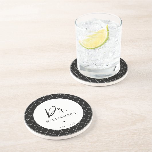 Gepersonaliseerde naam Dr Minimalist Doctor Afstud Zandsteen Onderzetter (Zijkant)