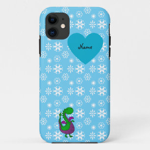 Gepersonaliseerde naam draak blauwe sneeuwvlokken Case-Mate iPhone case