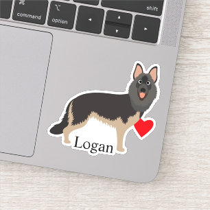 Gepersonaliseerde naam Duitse herder Donker Sticker