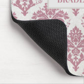 Gepersonaliseerde naam Dusty Pink Damask Patter Muismat (Hoek)