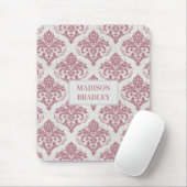 Gepersonaliseerde naam Dusty Pink Damask Patter Muismat (Met muis)