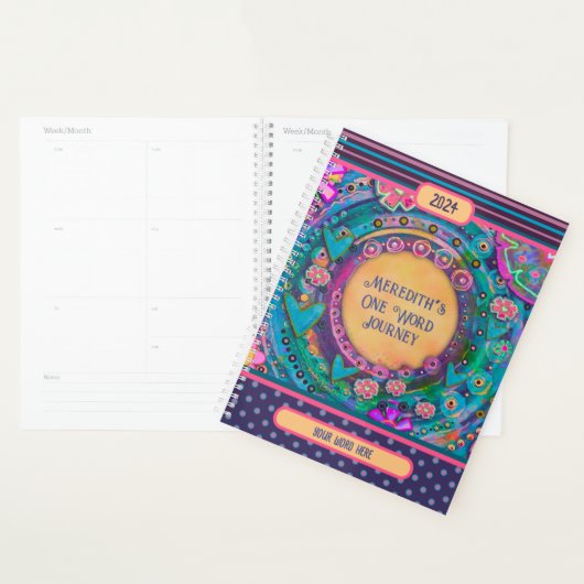 Gepersonaliseerde naam Een woord  bloemenstreep Planner (Display)