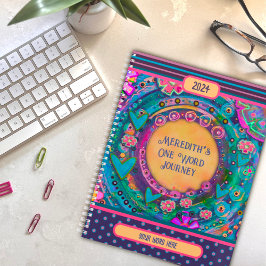 Gepersonaliseerde naam Een woord bloemenstreep Planner