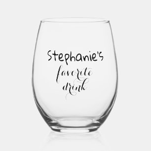 Gepersonaliseerde naam Eenvoudige favoriete drank  Wijnglas Zonder Voet